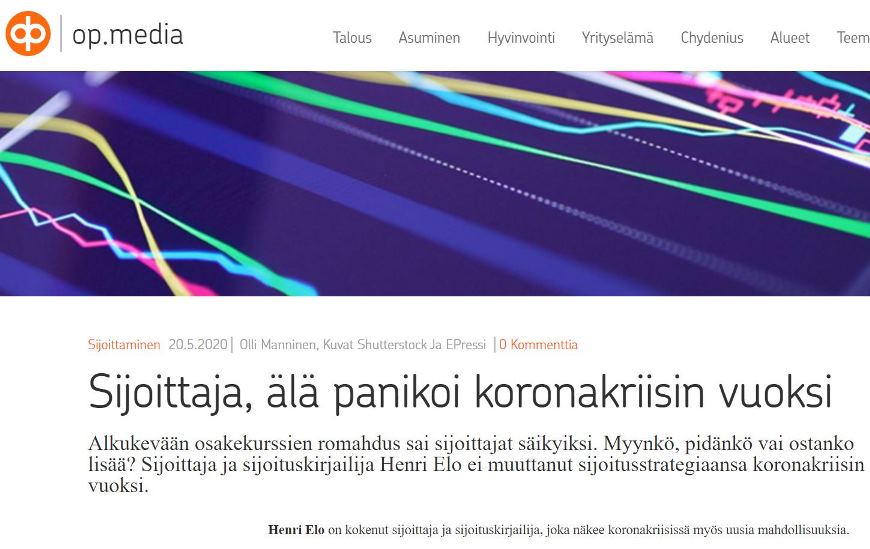 Op.media teki haastattelun ja noteerasi myös sijoituskirjat. Kuva: Op.media Op.media teki haastattelun ja noteerasi myös sijoituskirjat. Kuva: Op.media